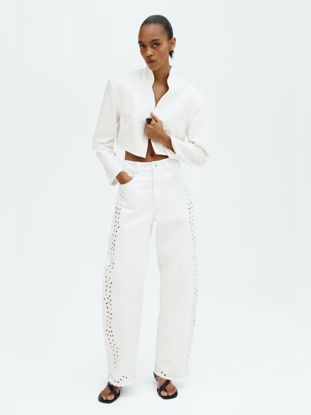 NWT H&M EDITION EYELET EMBROIDERED JEANS Sz 2 & 10